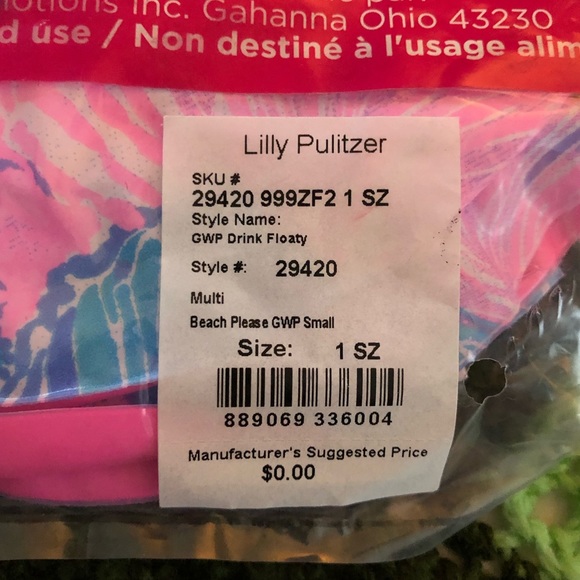 NWT Lilly Pulitzer GWP drink floaty set of 2 inflatable beach please NIP - Picture 4 of 4